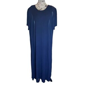 Jeffrey & Dara Vintage A-Line Maxi Navy Blue Crushed Fabric Dress Plus Size 3X